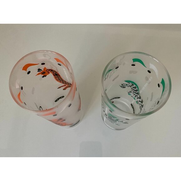 Libby CAROUSEL Glasses, (2) Merry-go-round Frosted Glasses with Giraffe,  Zebra - Picture 6 of 9